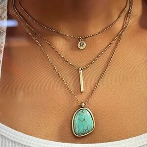 Elegant Gold and Turquoise Layered Necklace Set